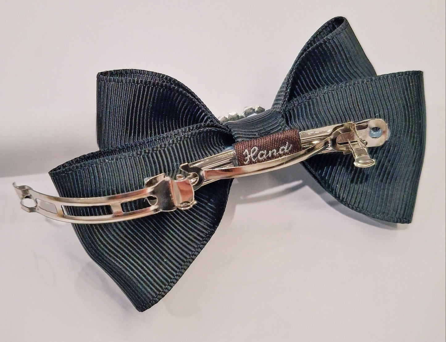 Heart Rhinestone Grosgrain Hair Clip | Handmade Bow Barrette