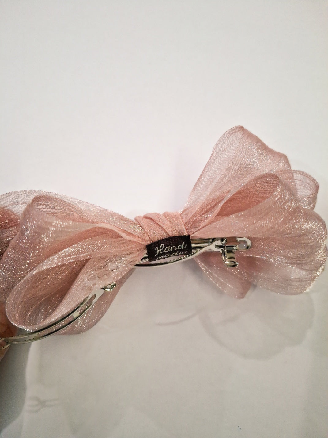 π Handmade Organza Bow Hair Clip | Elegant Single Hair Accessory for Girls & Women