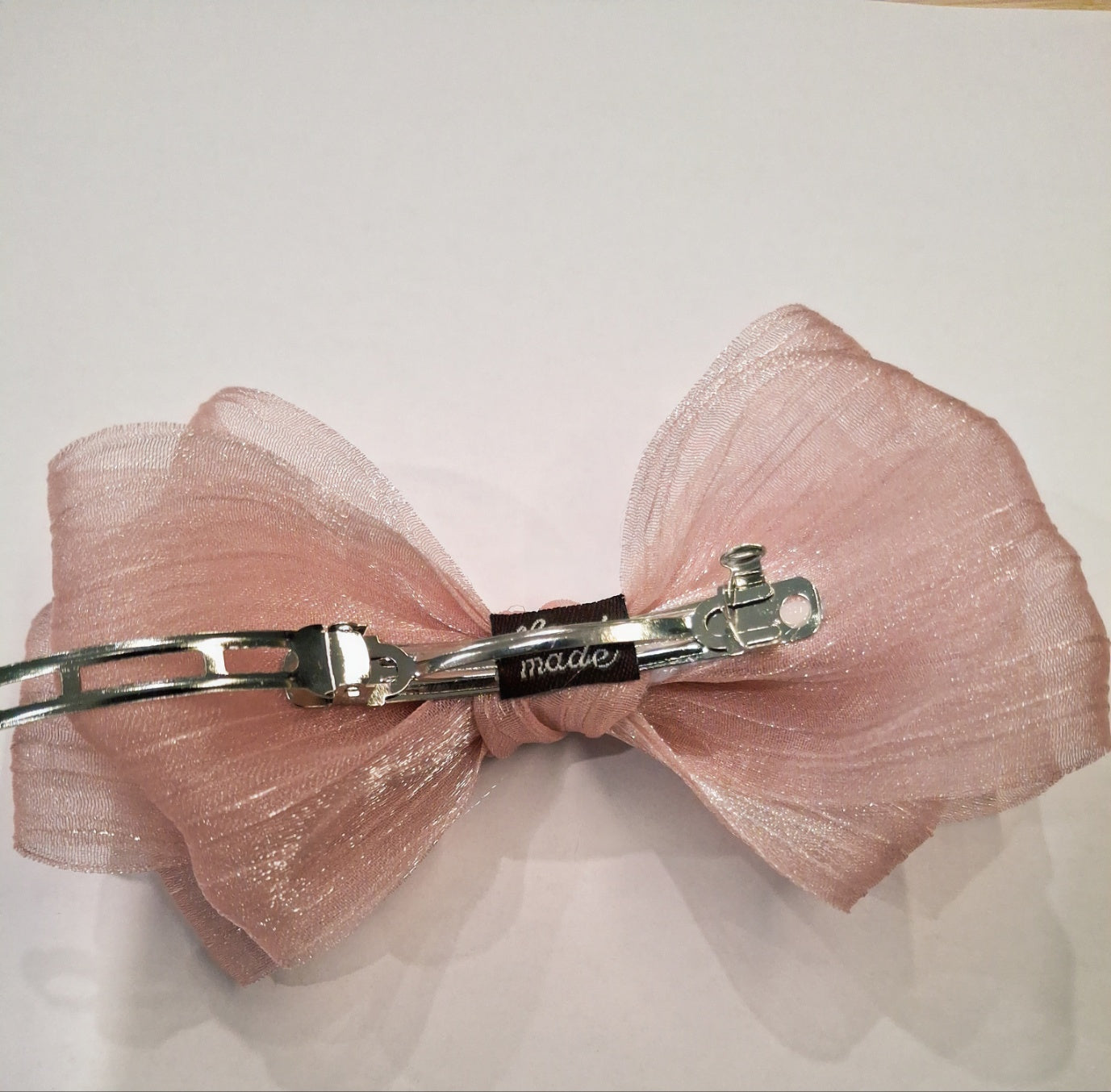 π Handmade Organza Bow Hair Clip | Elegant Single Hair Accessory for Girls & Women