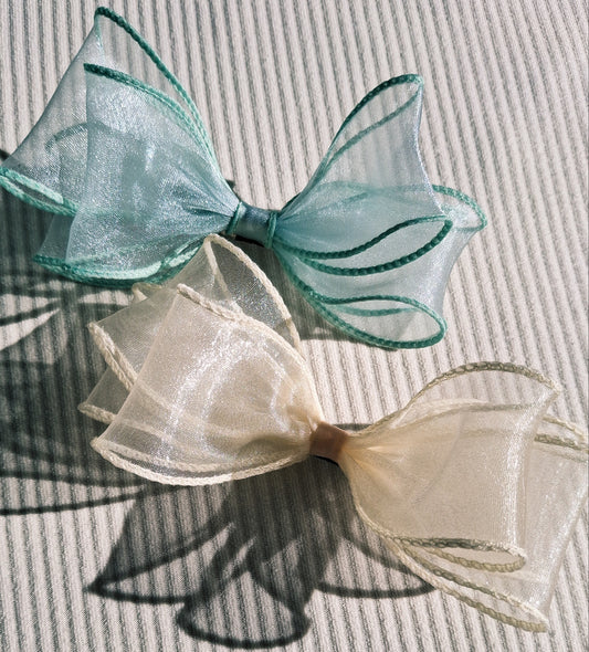 Structured Organza Bow Hair Clip | Handmade Wire Ribbon Accessory