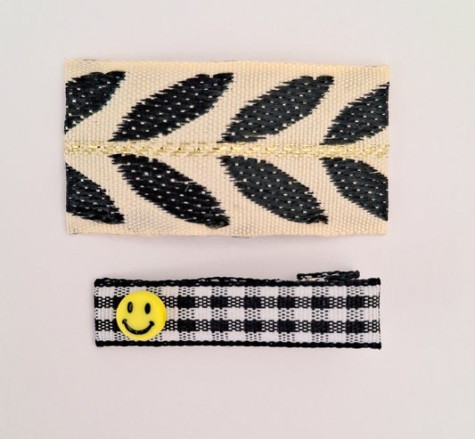 Vintage Embroidered & Gingham Hair Clip Set | 2-Piece Snap & Crocodile Clips