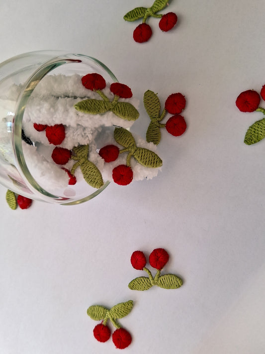 Fluffy Knit Hair Clip Set | 2-Piece Ribbon & Cherry Styles