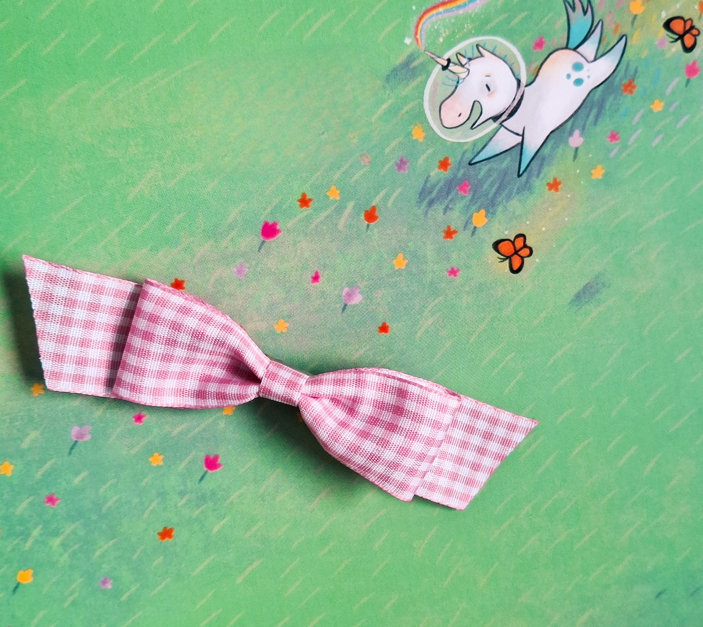 Gingham Tail Ribbon Hair Clip | Handmade Check Bow Accessory