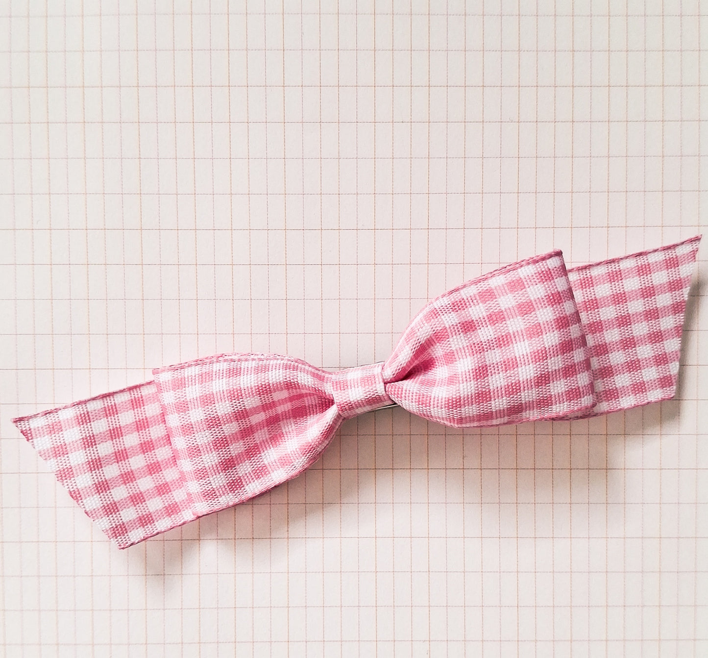 Gingham Tail Ribbon Hair Clip | Handmade Check Bow Accessory