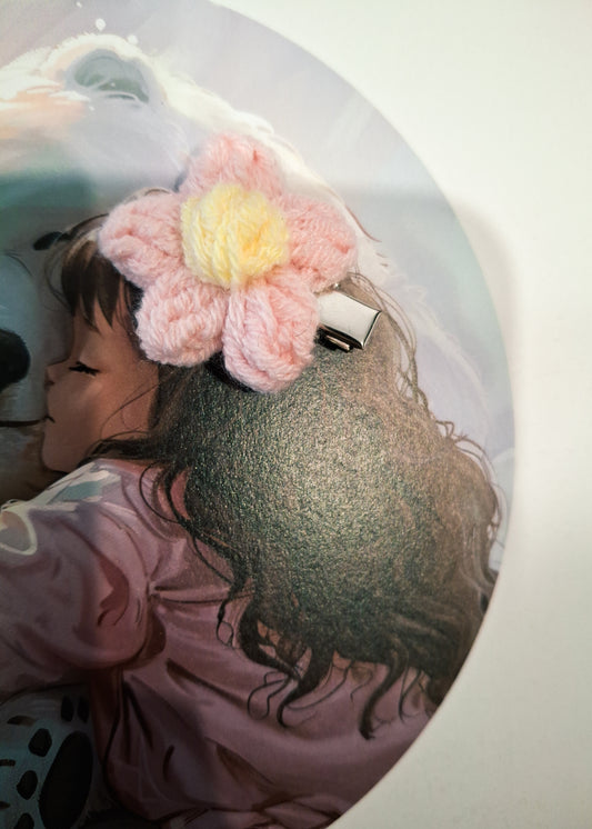 Handmade Wool Flower Hair Clip | Soft Kids’ Accessory (Single)