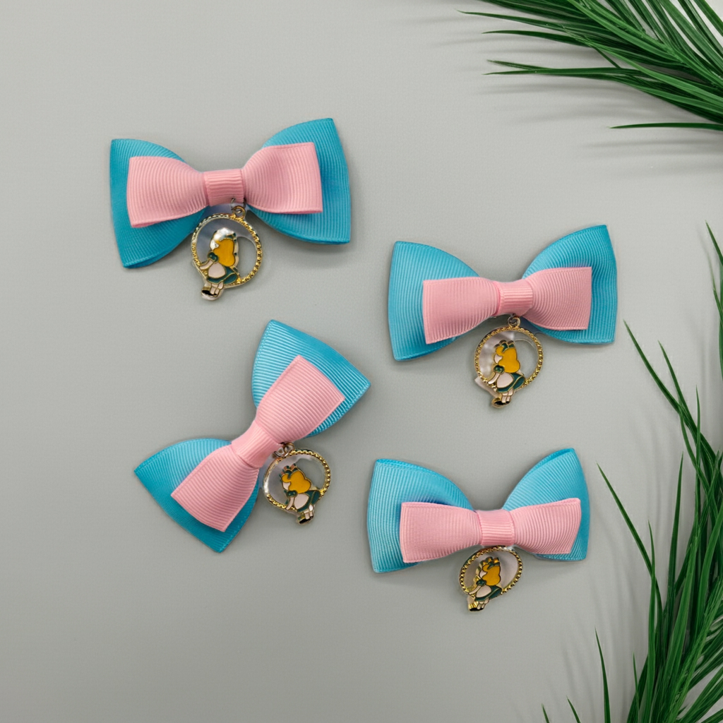 Alice in Wonderland Ribbon Hair Clip | Pastel Blue & Pink Grosgrain Bow