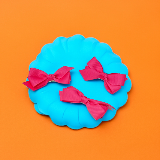 Handmade Neon Pink Grosgrain Bow Hair Clip | Single Piece