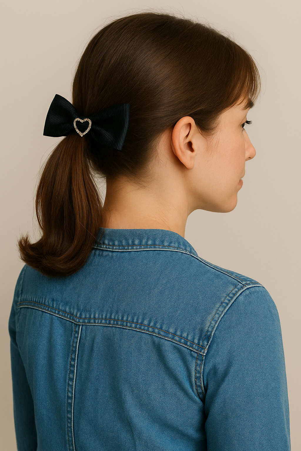 Heart Rhinestone Grosgrain Hair Clip | Handmade Bow Barrette