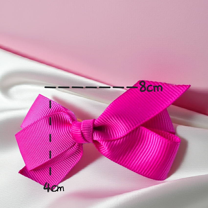 Handmade Neon Pink Grosgrain Bow Hair Clip | Single Piece