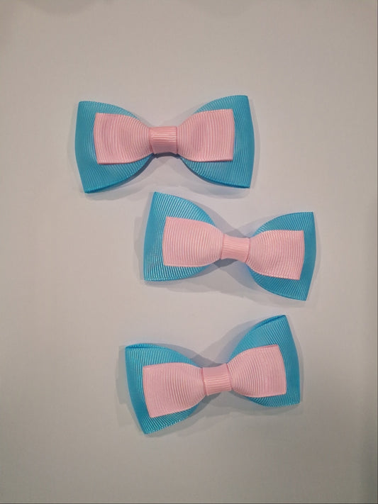 Alice in Wonderland Ribbon Hair Clip | Pastel Blue & Pink Grosgrain Bow