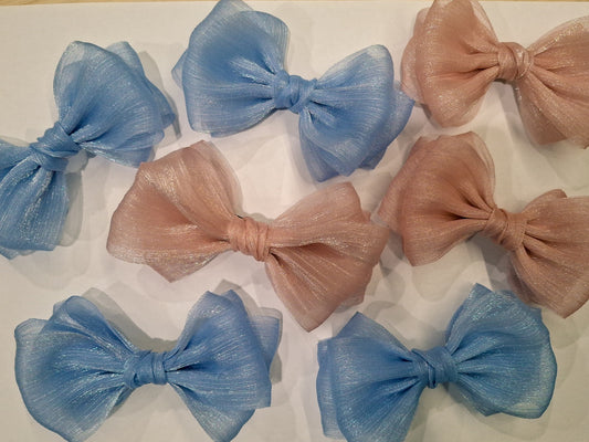 🎀 Handmade Organza Bow Hair Clip | Elegant Single Hair Accessory for Girls & Women