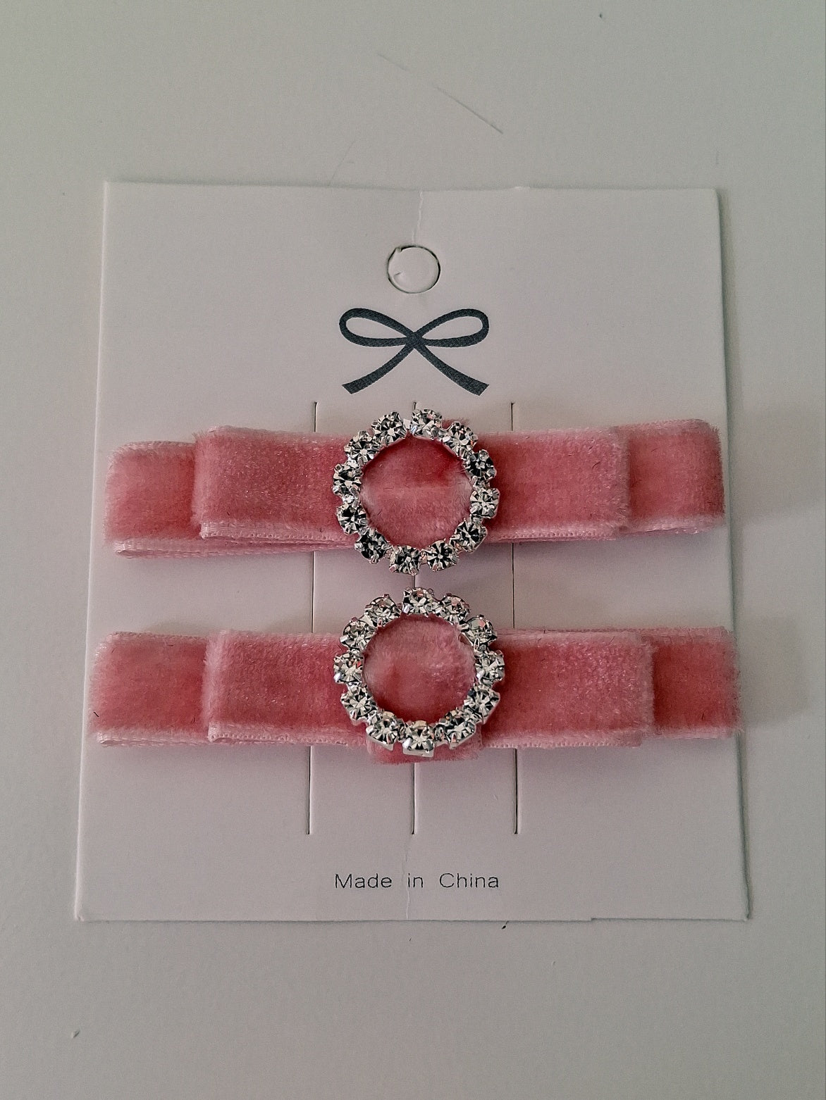 Velvet Ribbon Hair Clip Set | 2-Piece Rhinestone Bow Accessories
