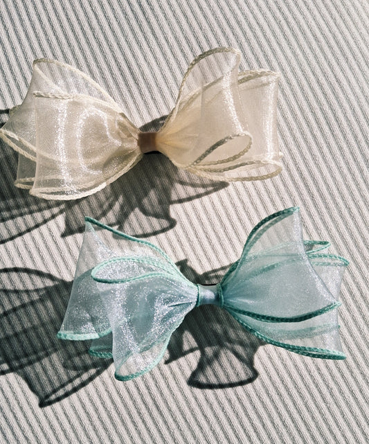 ✨ Structured Organza Bow Hair Clip | Handmade Wire Ribbon Hair Accessories for Girls