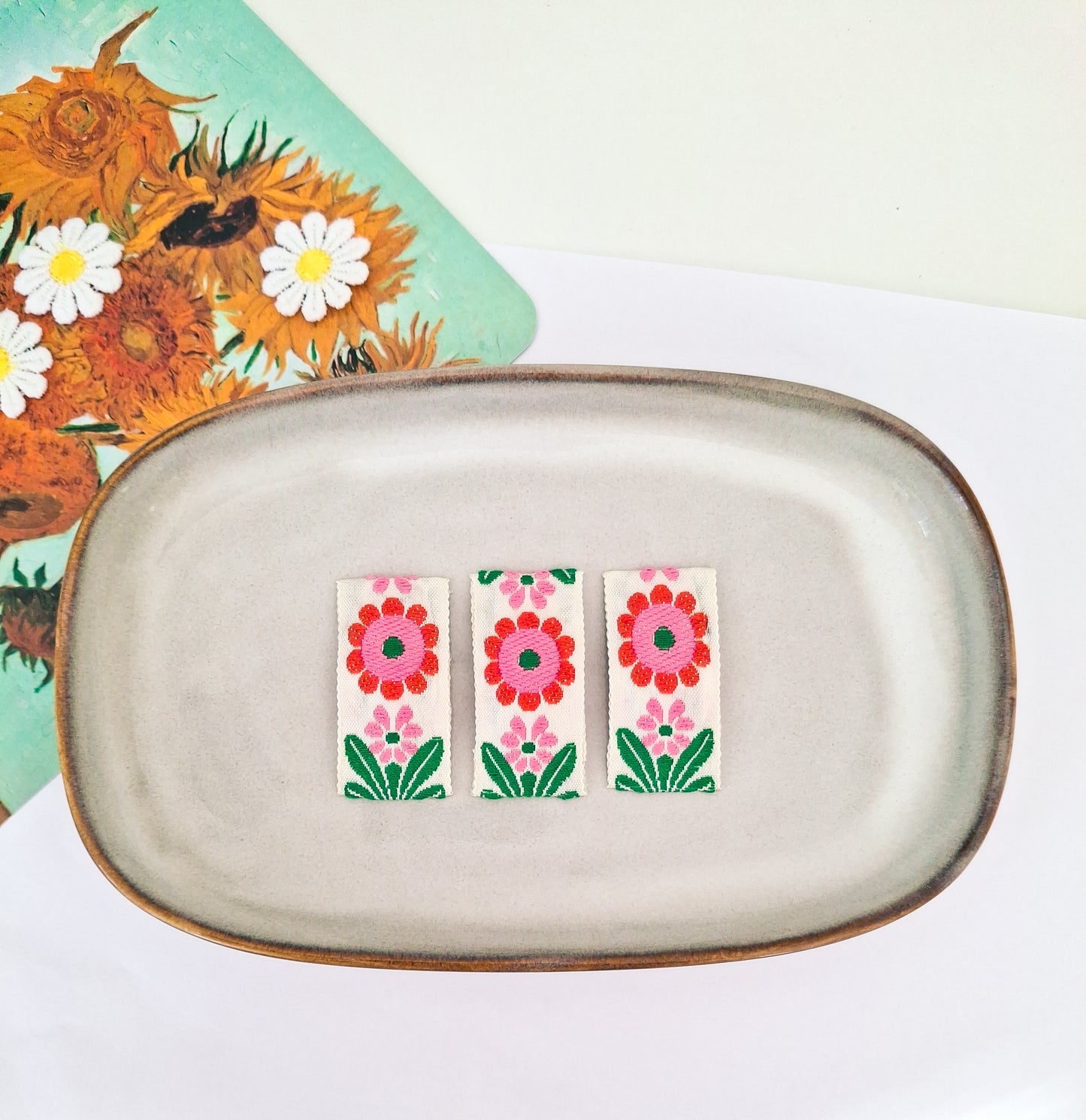 Vintage Embroidered Flower Snap Hair Clip | Handmade 5cm Single Clip