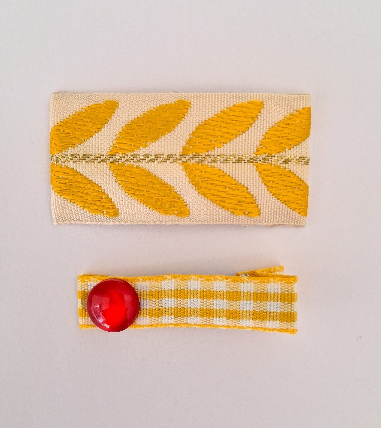 Vintage Embroidered & Gingham Hair Clip Set | 2-Piece Snap & Crocodile Clips