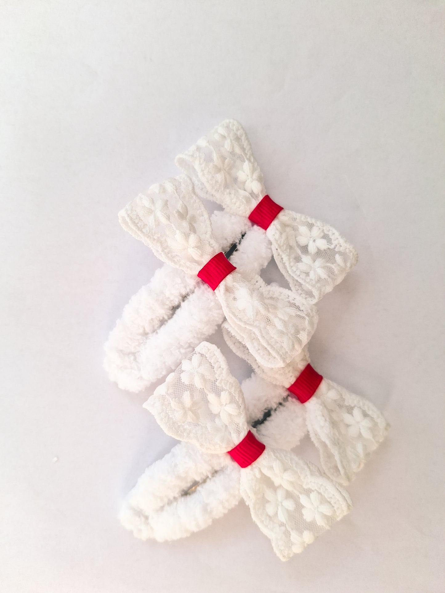 Fluffy Knit Hair Clip Set | 2-Piece Ribbon & Cherry Styles