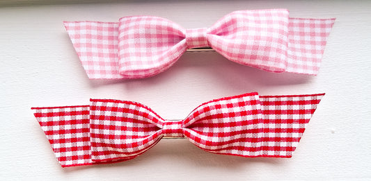Gingham Tail Ribbon Hair Clip | Handmade Check Bow Accessory