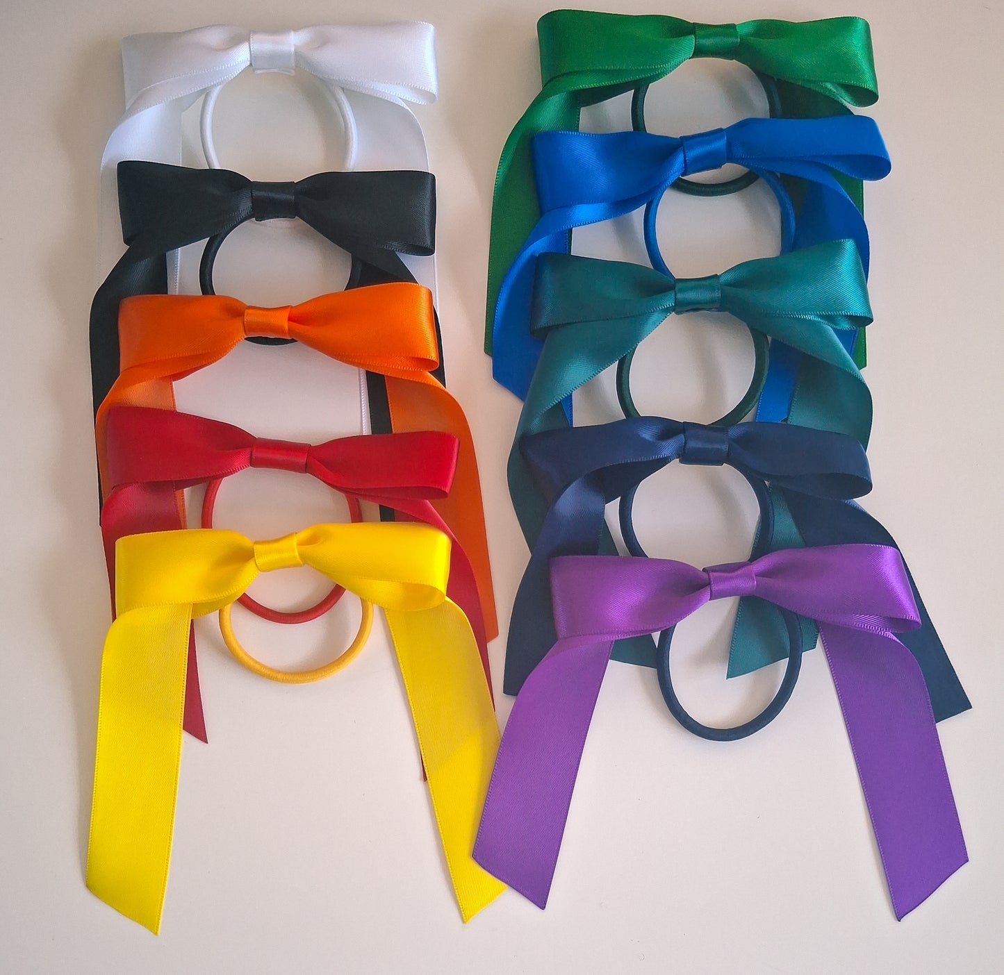 School Ribbon Bow Hair Elastics | 2.5cm Satin Single Bows