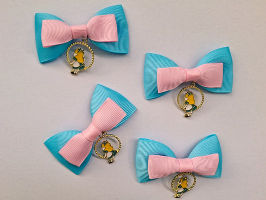 Alice in Wonderland Ribbon Hair Clip | Pastel Blue & Pink Grosgrain Bow