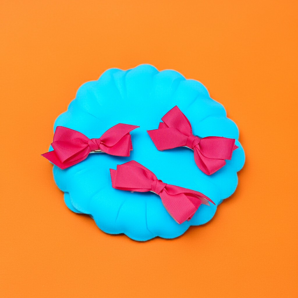 Handmade Neon Pink Grosgrain Bow Hair Clip | Single Piece